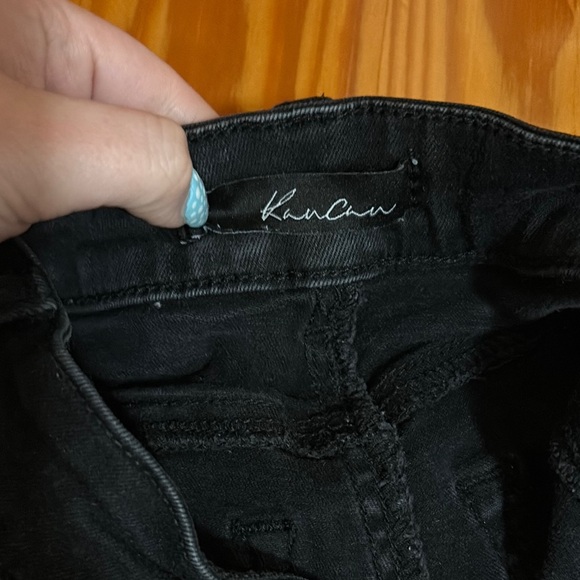 KanCan Black Jean Shorts Distressed Frayed Hem - Picture 3 of 4
